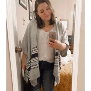 gap | poncho sweater open front grey navy oversized